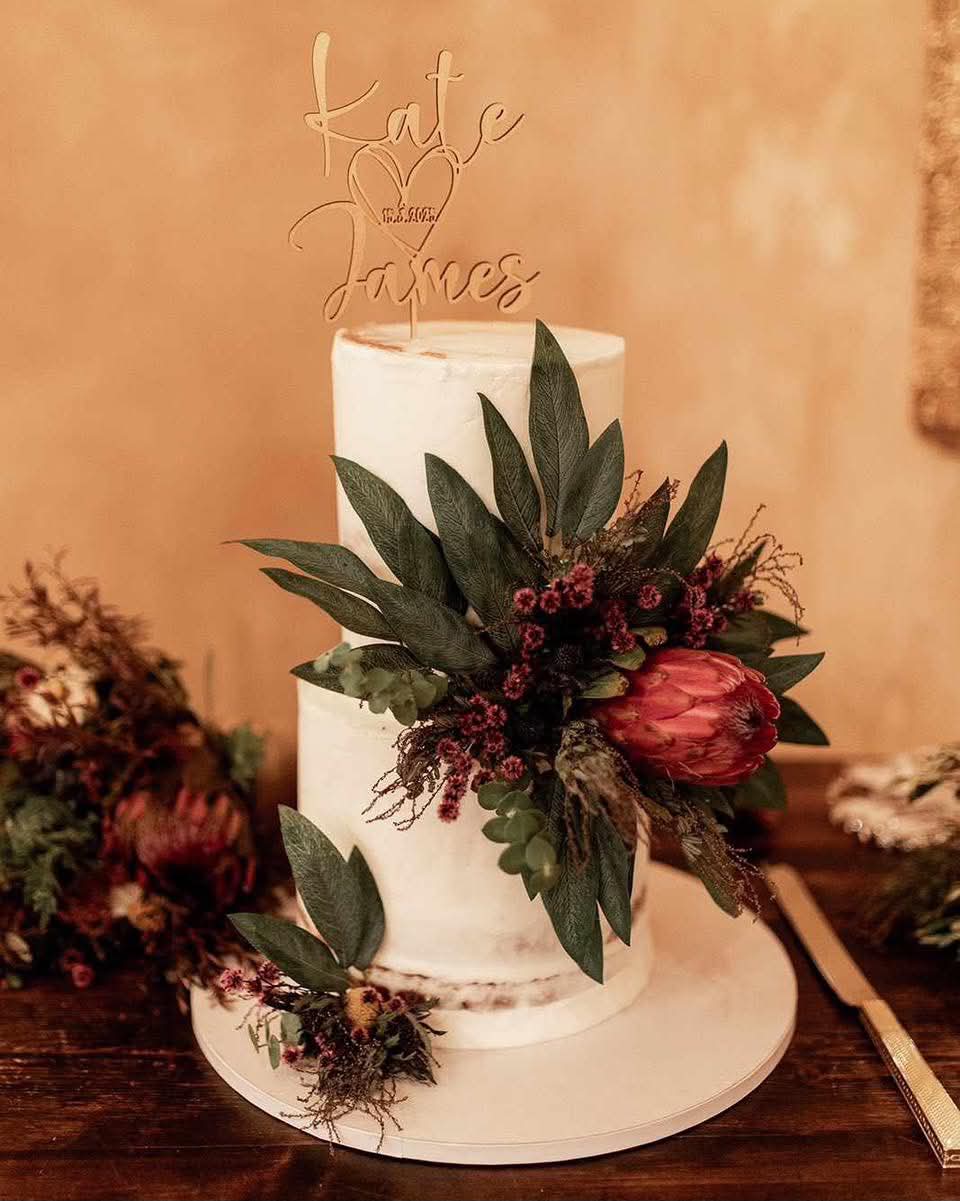 Elegant celebration cake with floral decorations